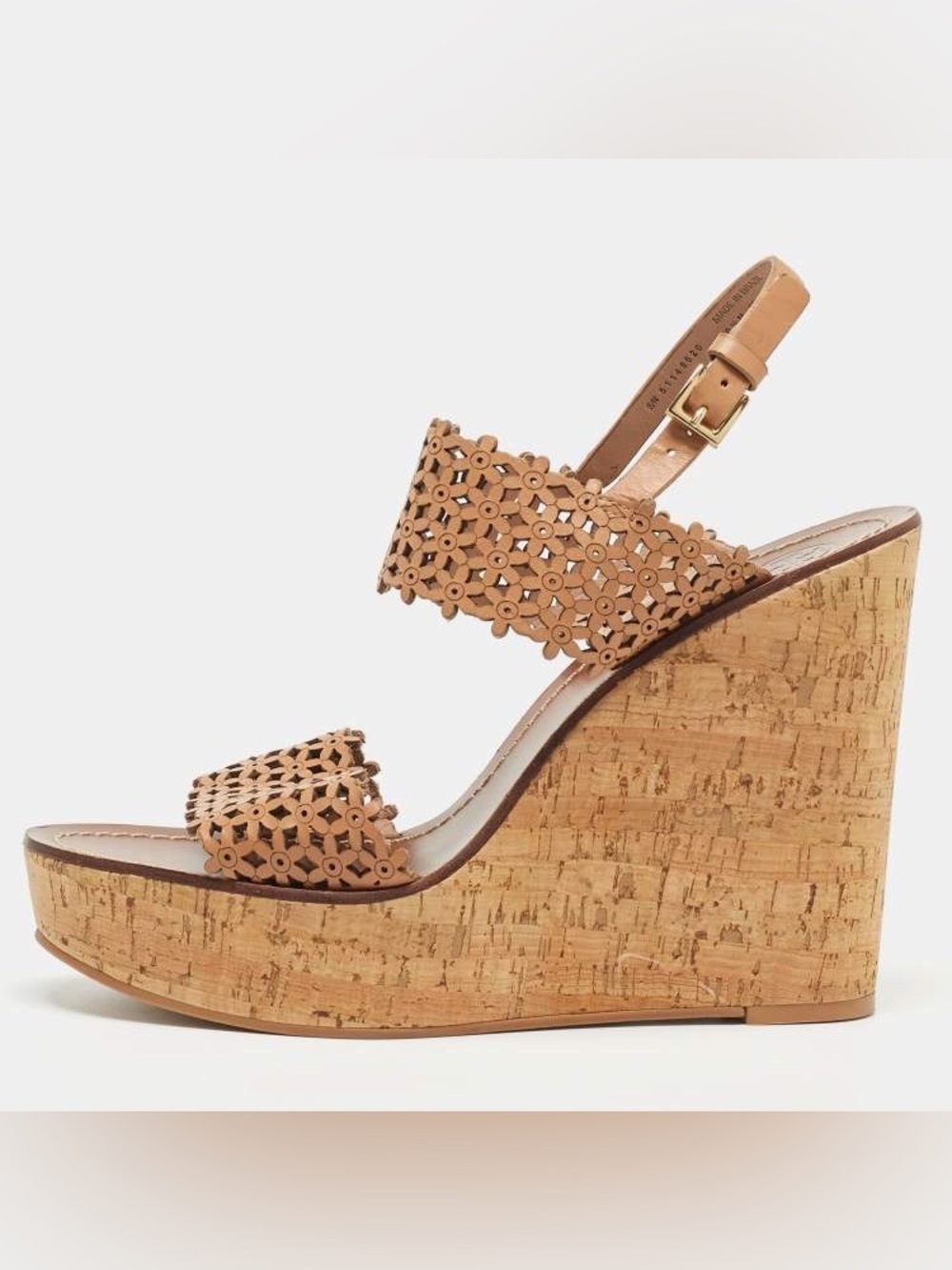 Tory Burch Daisy Leather Wedge Sandals Size 7.5